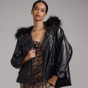 NWT Size L - Anthropologie Pilcro Faux-Leather Hooded Jacket (NWT US$ 178)